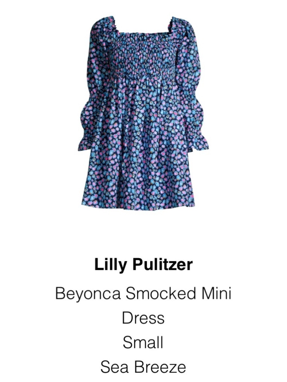 Lilly Pulitzer Beyonca Smocked Babydoll Mini Dress Size S